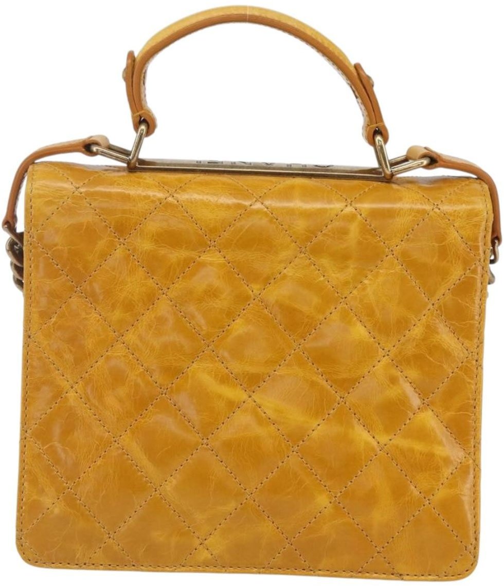 Chanel Chanel Rita Top Handle Flap Bag Quilted Aged Calfskin Large Geel