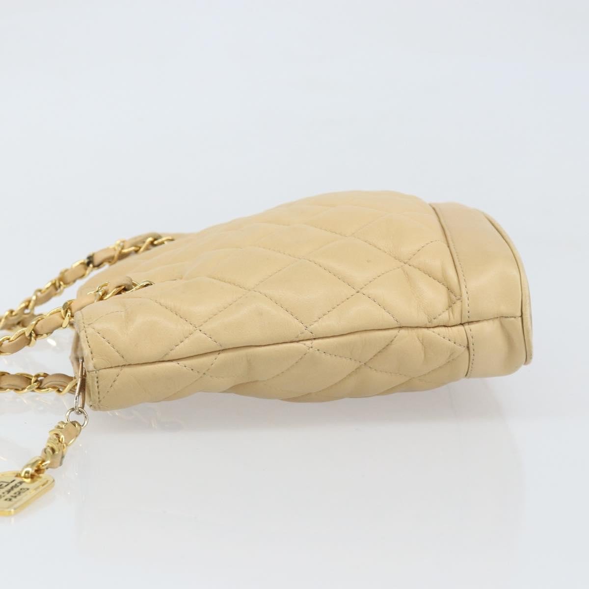 Chanel Chanel Vintage CC Chain Shopper Quilted Leather Beige