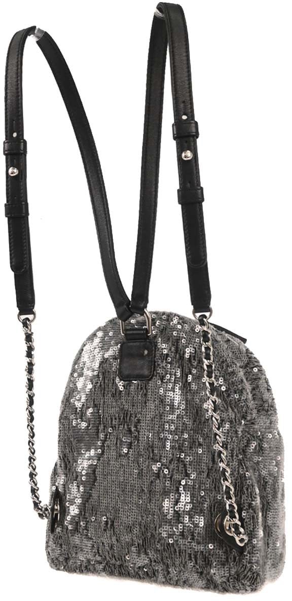 Chanel Waterfall Backpack Sequins with Leather Mini Zwart