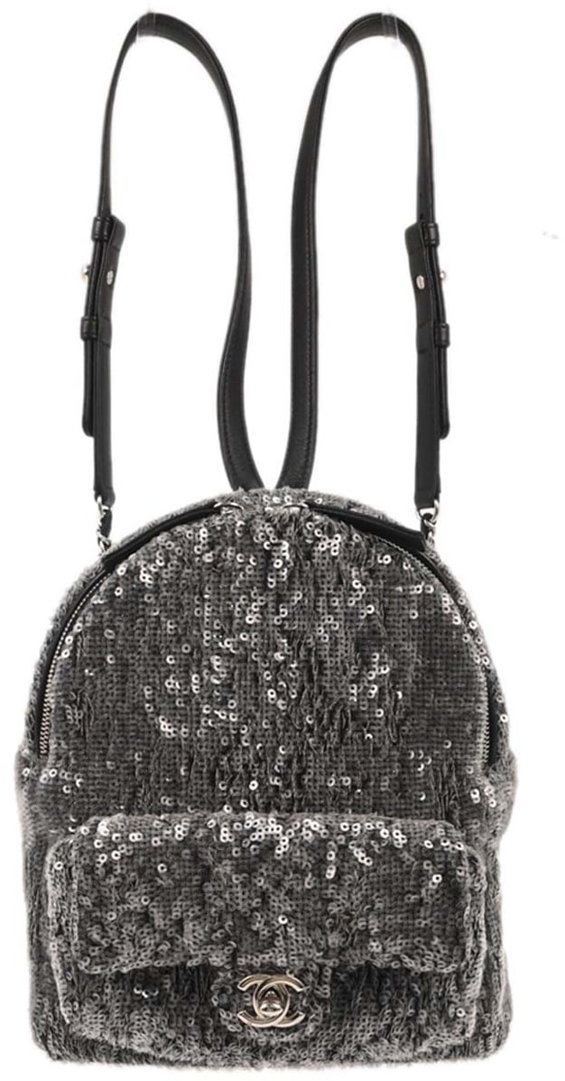 Chanel Waterfall Backpack Sequins with Leather Mini Zwart