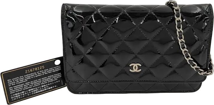 Chanel Wallet on Chain Quilted Patent medium Zwart