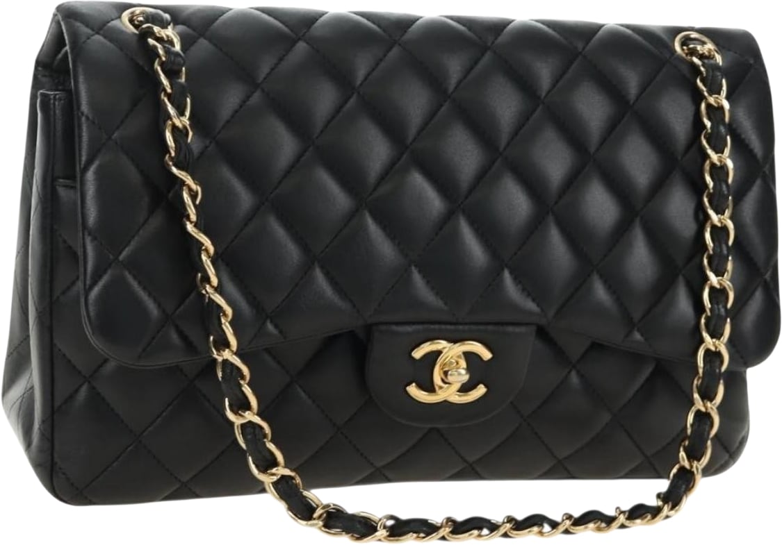 Chanel Timeless - Classic Double Flap Leather Jumbo Zwart