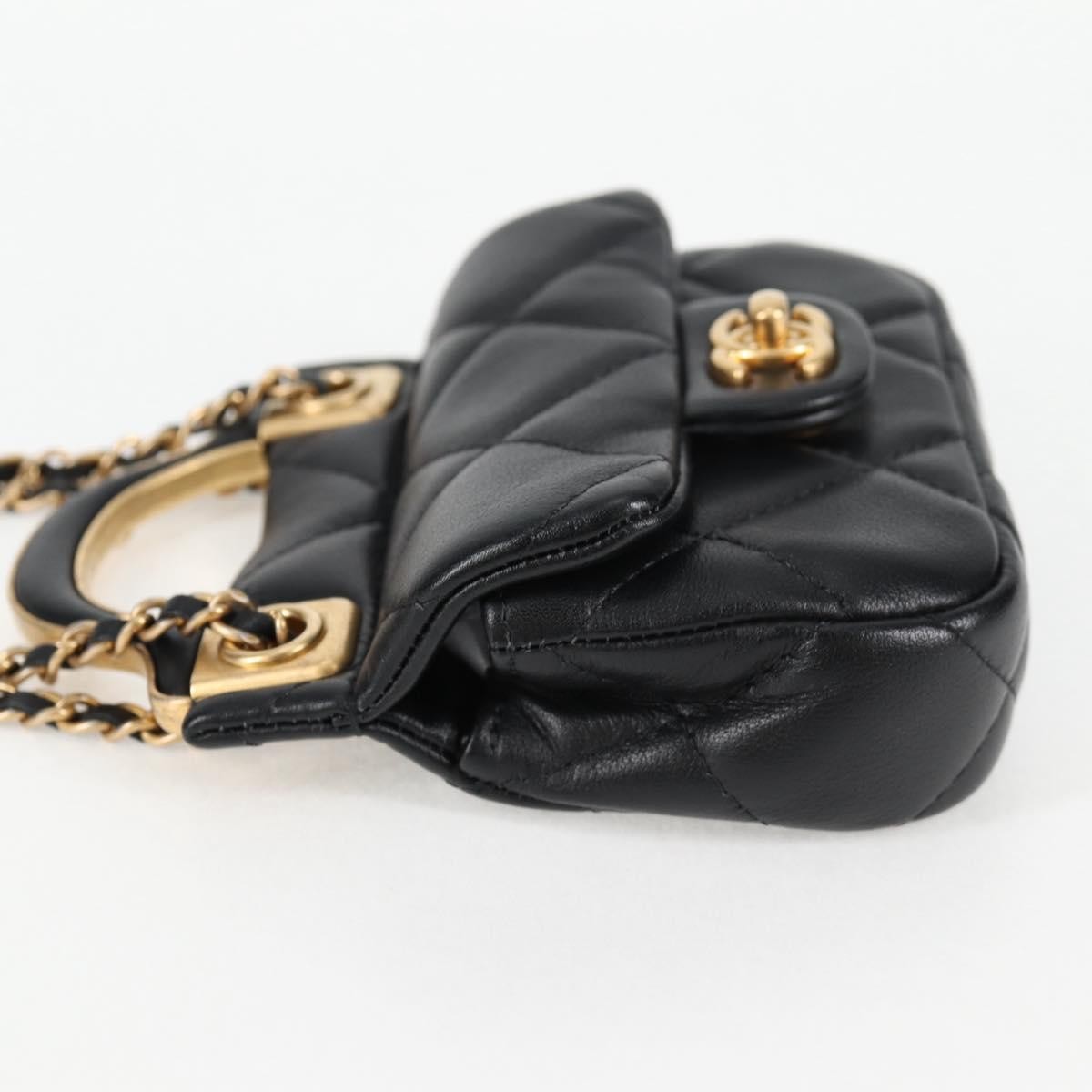 Chanel Chanel Lady Handle Flap Card Holder on Chain Quilted Calfskin Zwart