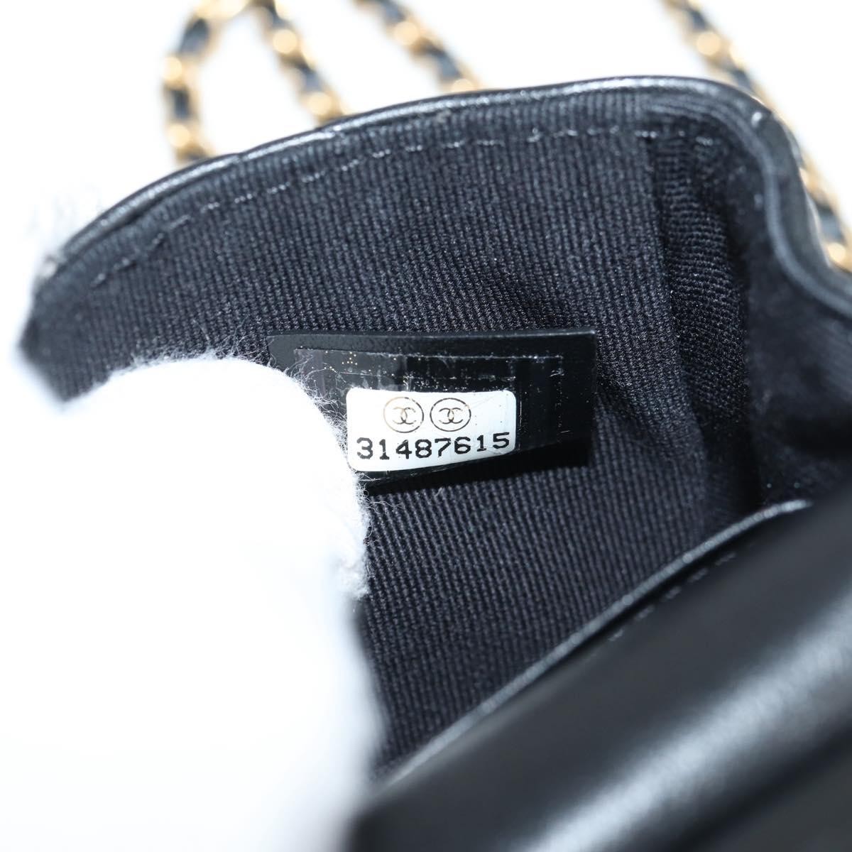 Chanel Chanel Lady Handle Flap Card Holder on Chain Quilted Calfskin Zwart