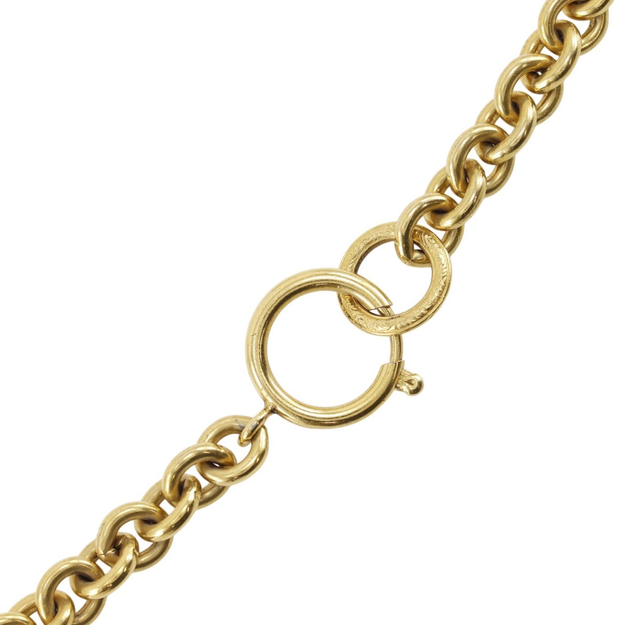 Chanel Vintage CC Round Pendant Long Metal Goud