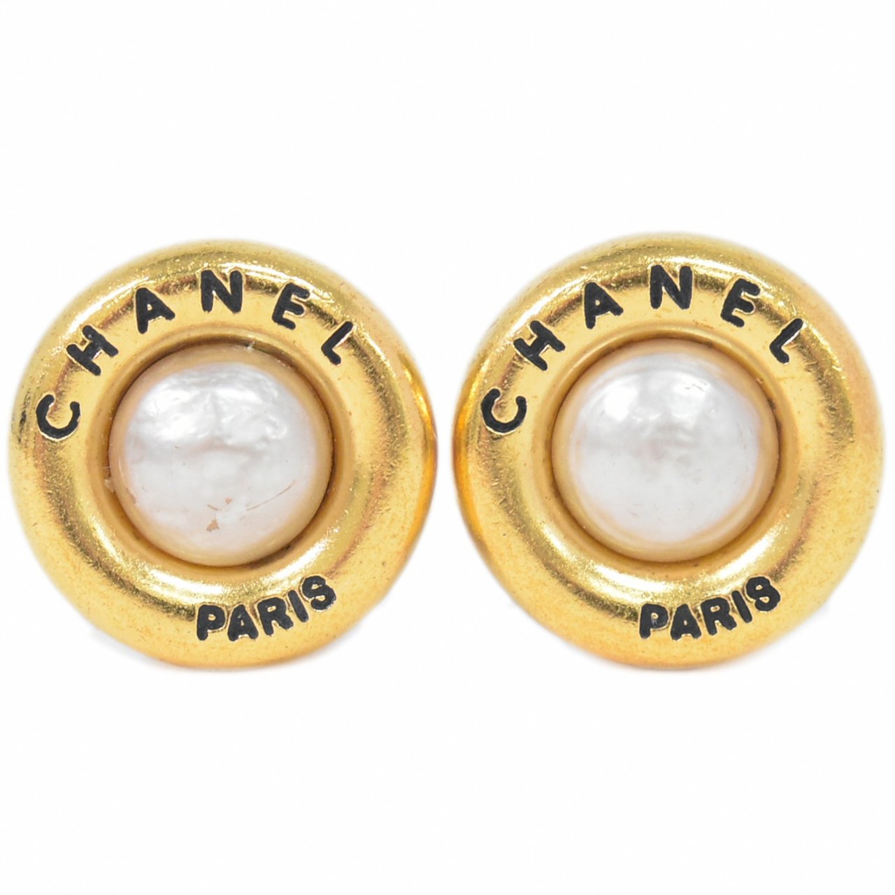 Chanel Chanel CC Hoop Clip-On Earrings Crystal Embellished Metal Goud