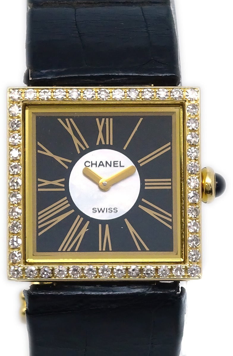 Chanel Chanel Mademoiselle Quartz Watch Yellow Gold with Diamond Bezel 23 Divers
