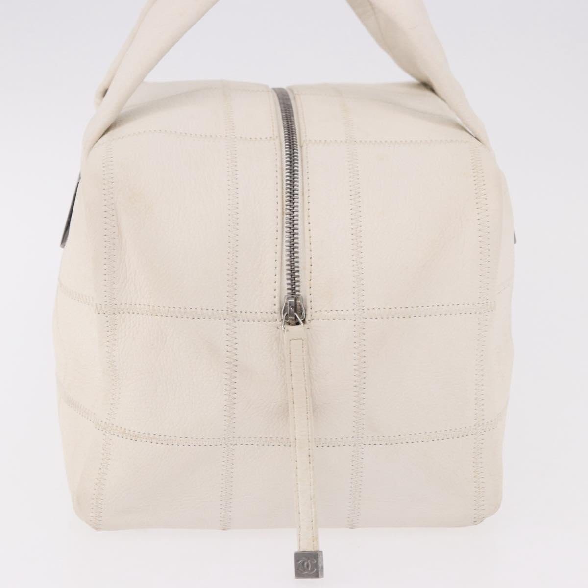 Chanel Square Stitch Bowler Bag Qulted Leather Wit