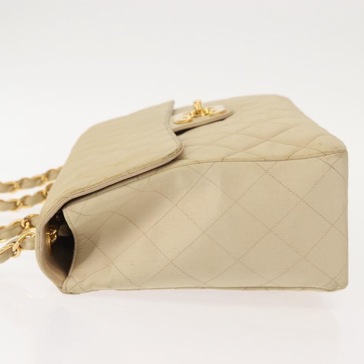 Chanel Chanel Vintage Classic Single Flap Bag Silk Beige