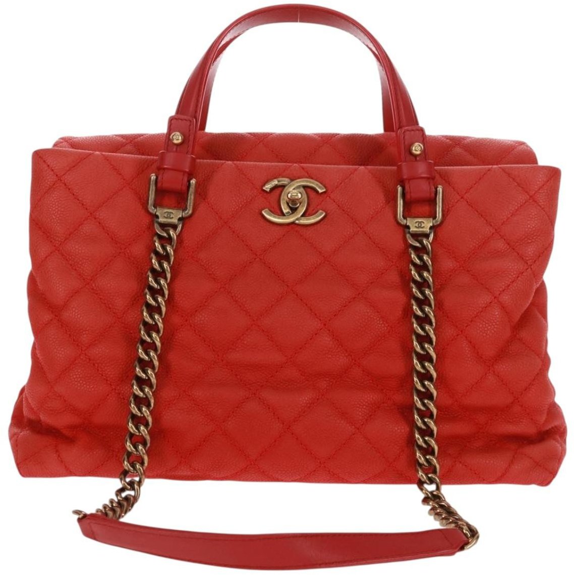 Chanel Chanel Chic Quilt Tote Quilted Caviar Medium Rood