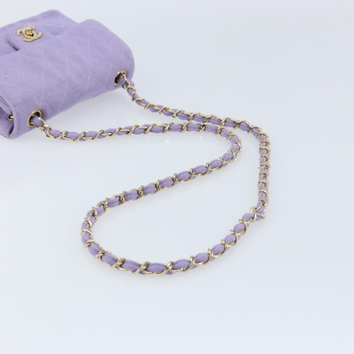 Chanel Chanel Square Classic Single Flap Bag Fabric Paars