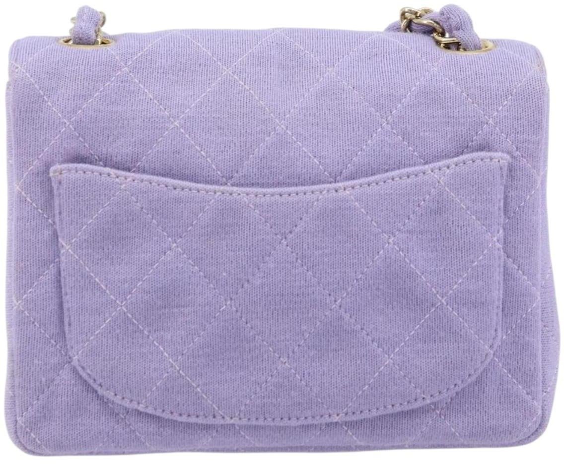 Chanel Chanel Square Classic Single Flap Bag Fabric Paars