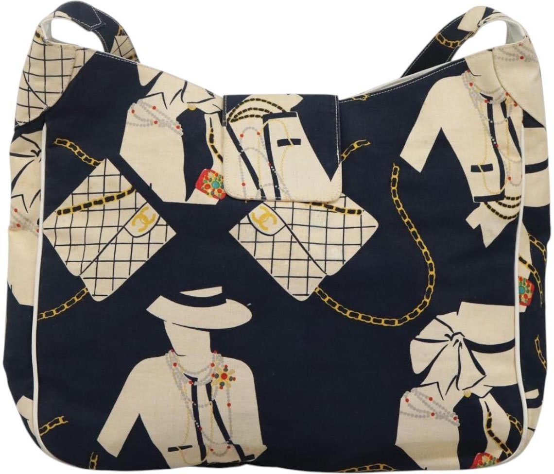 Chanel Chanel Miss Mademoiselle Shoulderbag Canvas Navy