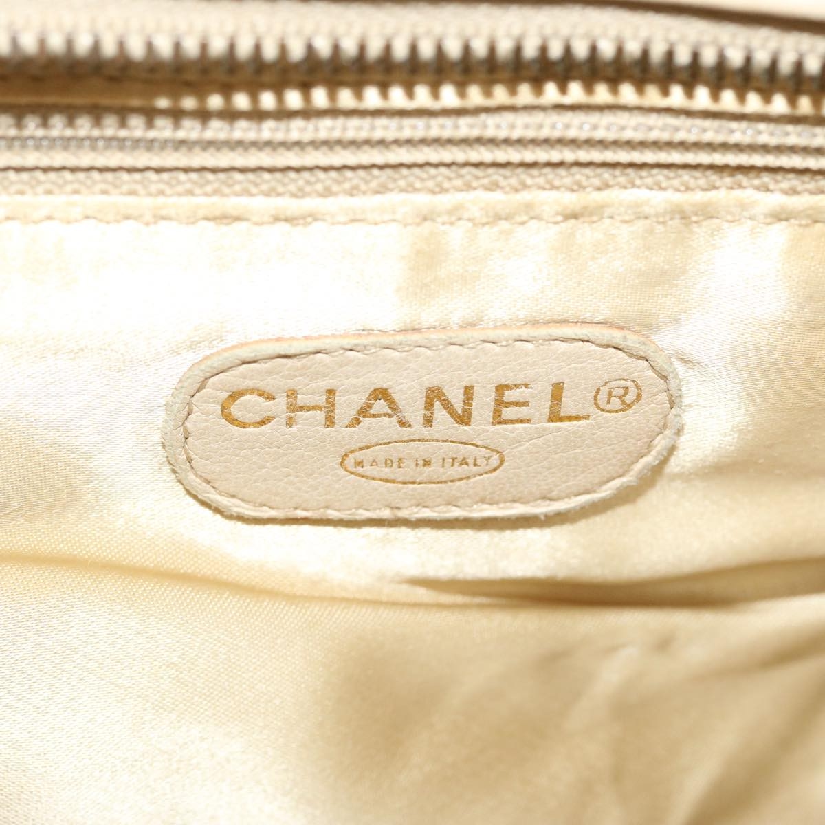 Chanel Chanel Resin Chain Handle Shoulder Bag Canvas Beige