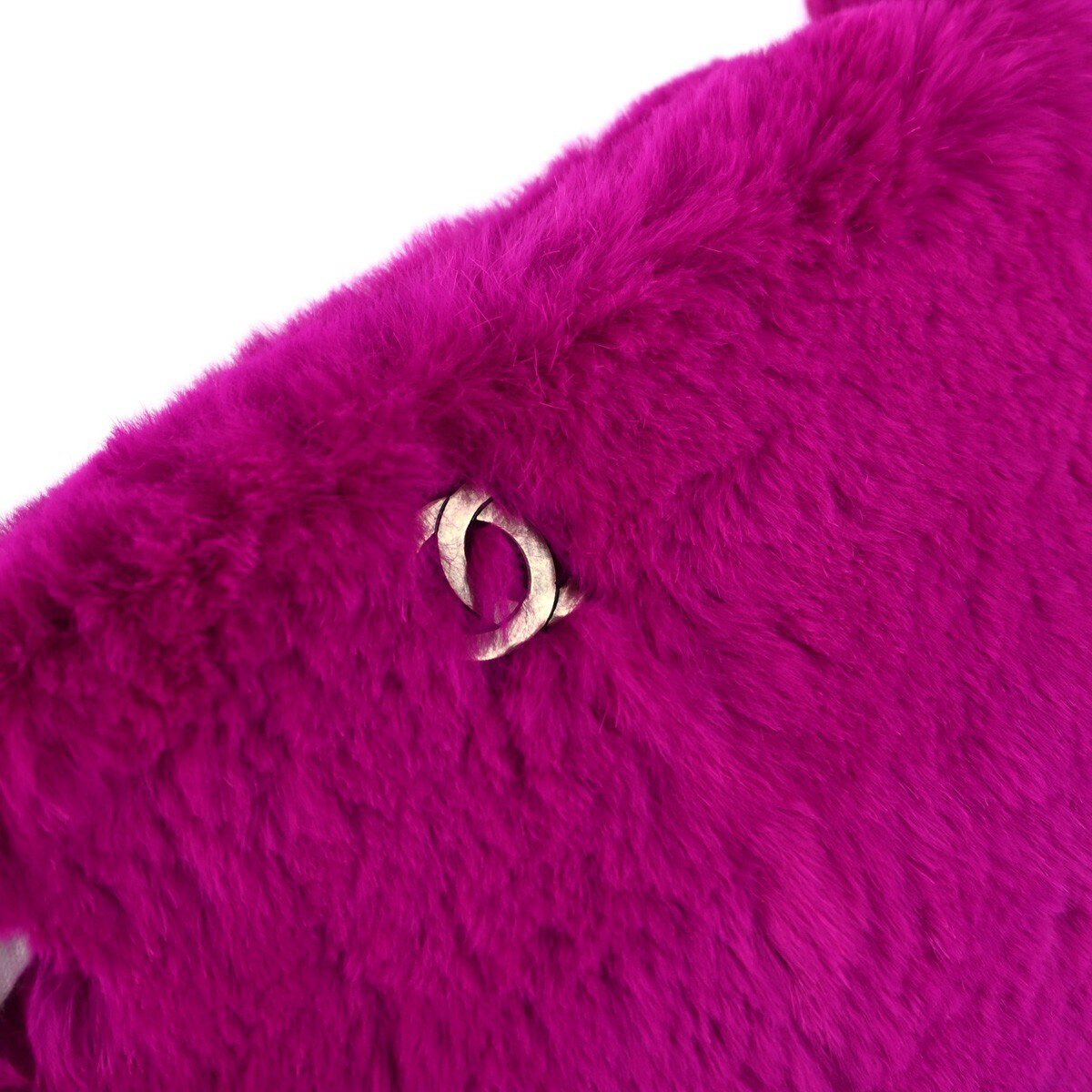 Chanel Vintage CC Chain Shoulder Bag Rabbit Fur Small Paars