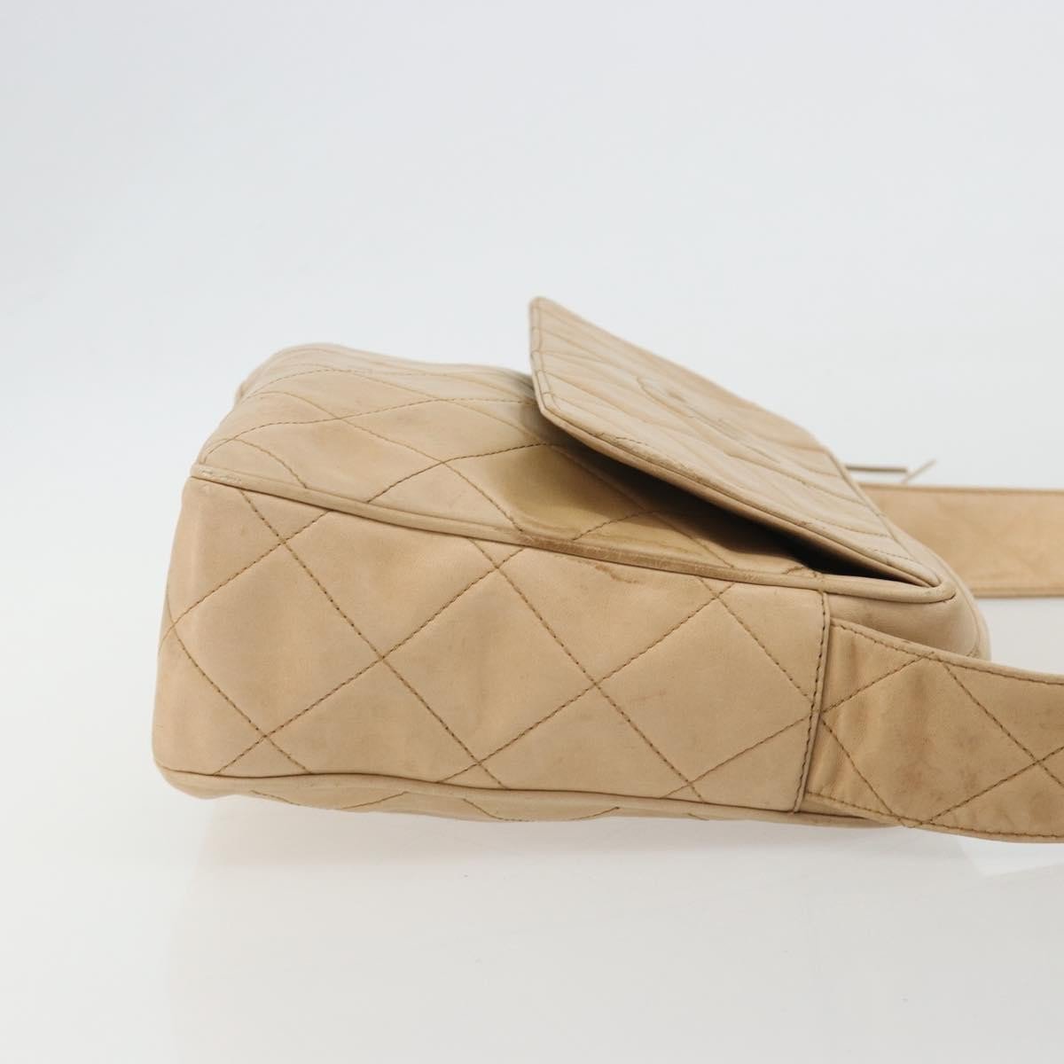 Chanel Vintage Diamond CC Flap Pocket Quilted Lambskin Medium Beige