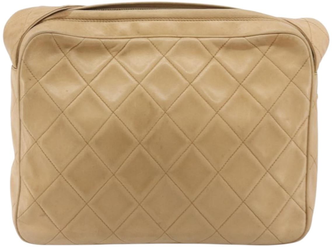 Chanel Vintage Diamond CC Flap Pocket Quilted Lambskin Medium Beige