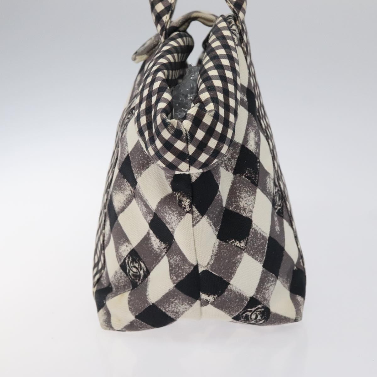 Chanel Chanel Top Handle Satchel Gingham Print Canvas Small Zwart