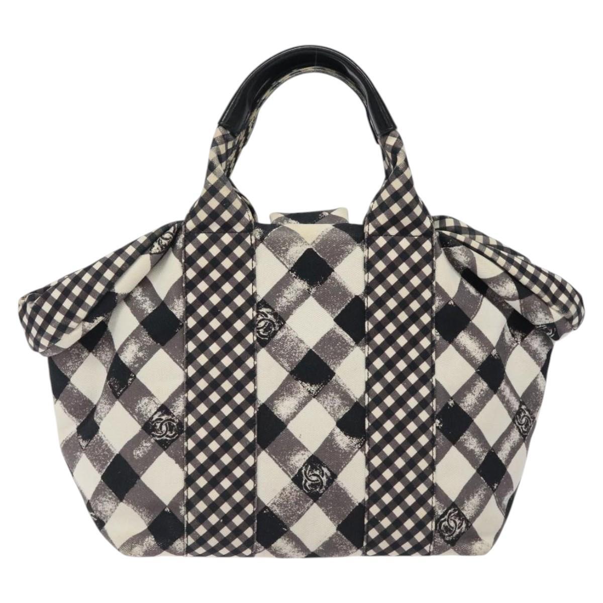 Chanel Chanel Top Handle Satchel Gingham Print Canvas Small Zwart