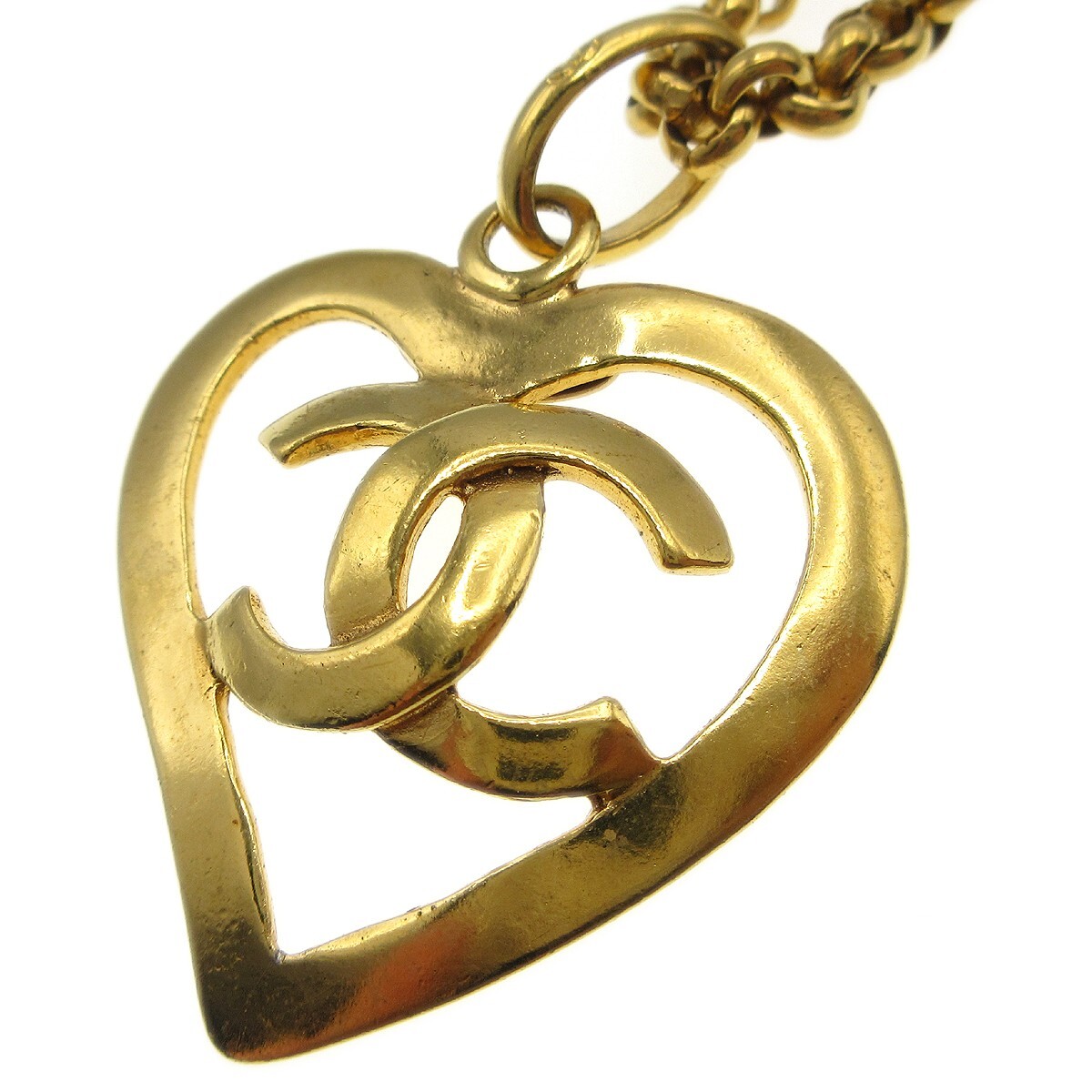 Chanel Chanel CC Heart Pendant Metal Goud