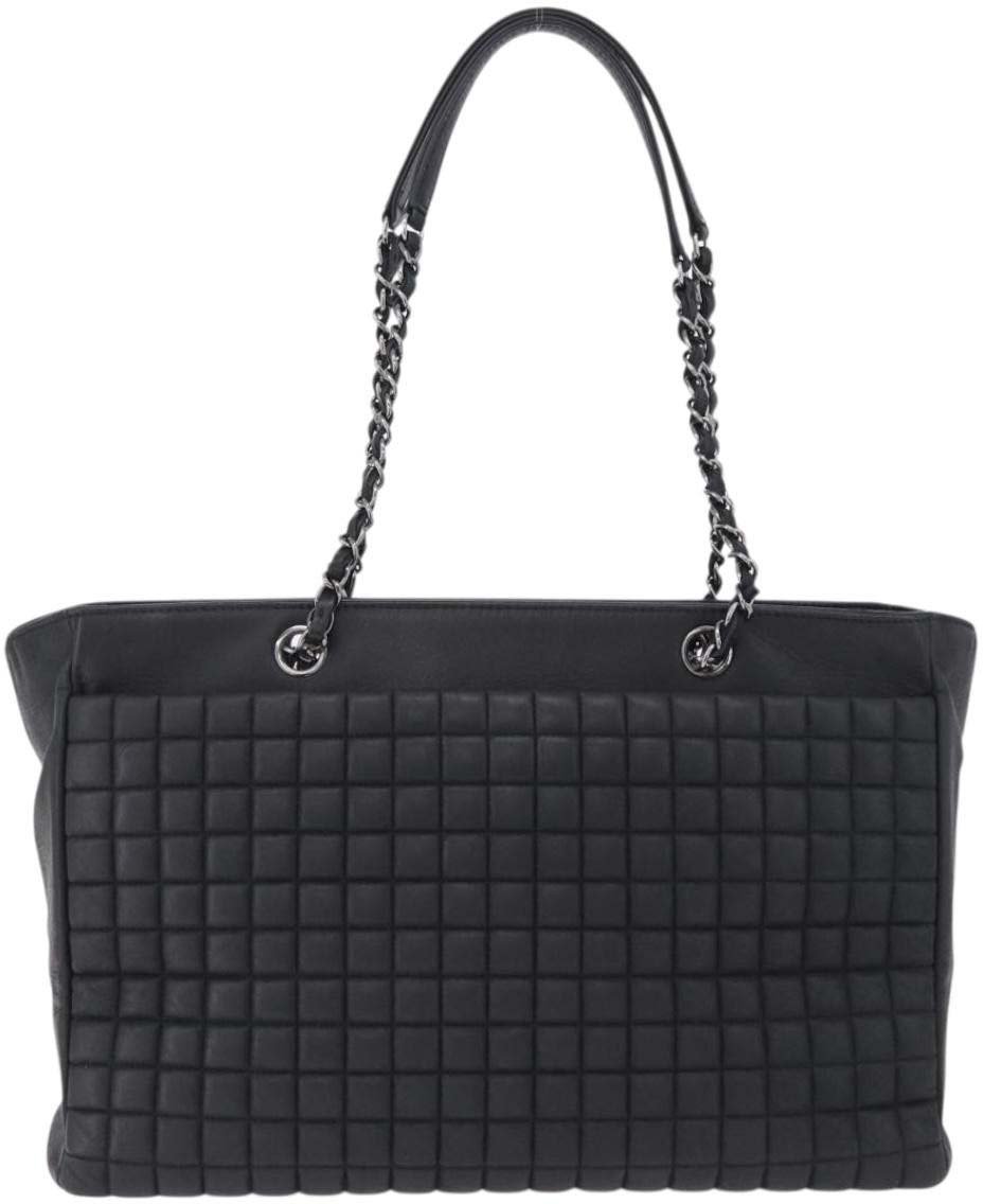 Chanel CC Lock Bubble Tote Quilted Iridescent Calfskin Large Zwart