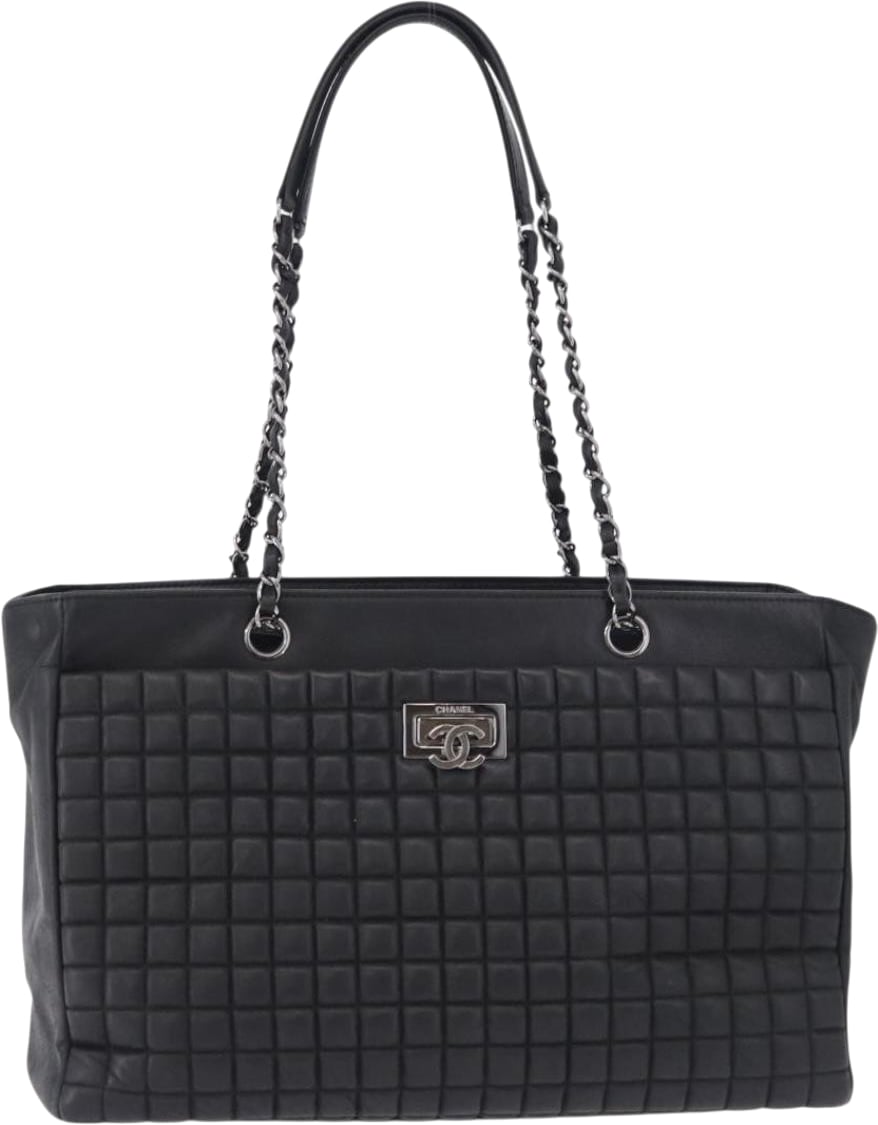 Chanel CC Lock Bubble Tote Quilted Iridescent Calfskin Large Zwart
