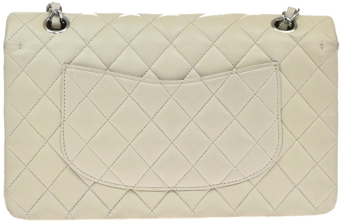 Chanel Vintage Classic Double Flap Quilted Caviar Medium Wit