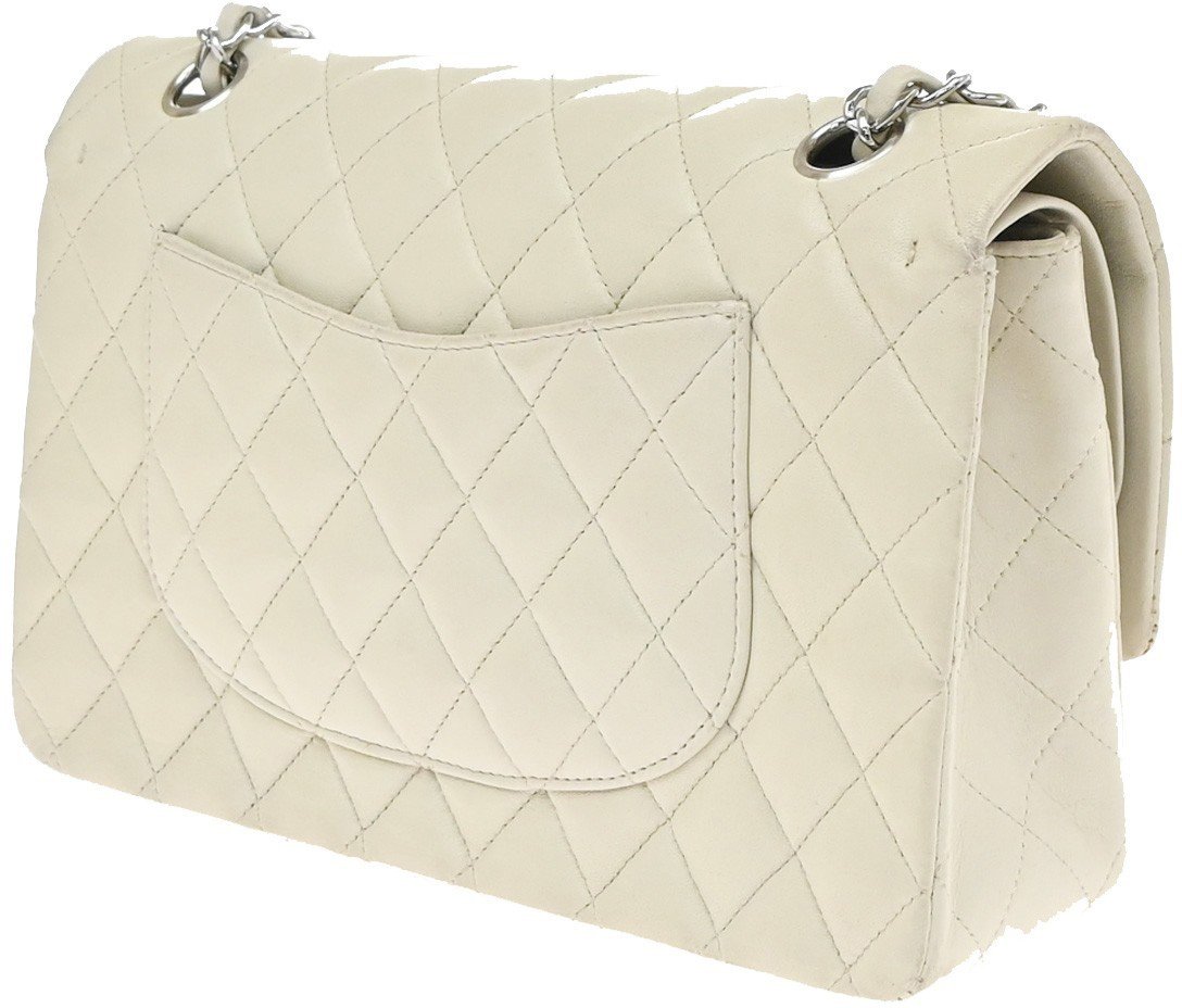 Chanel Vintage Classic Double Flap Quilted Caviar Medium Wit