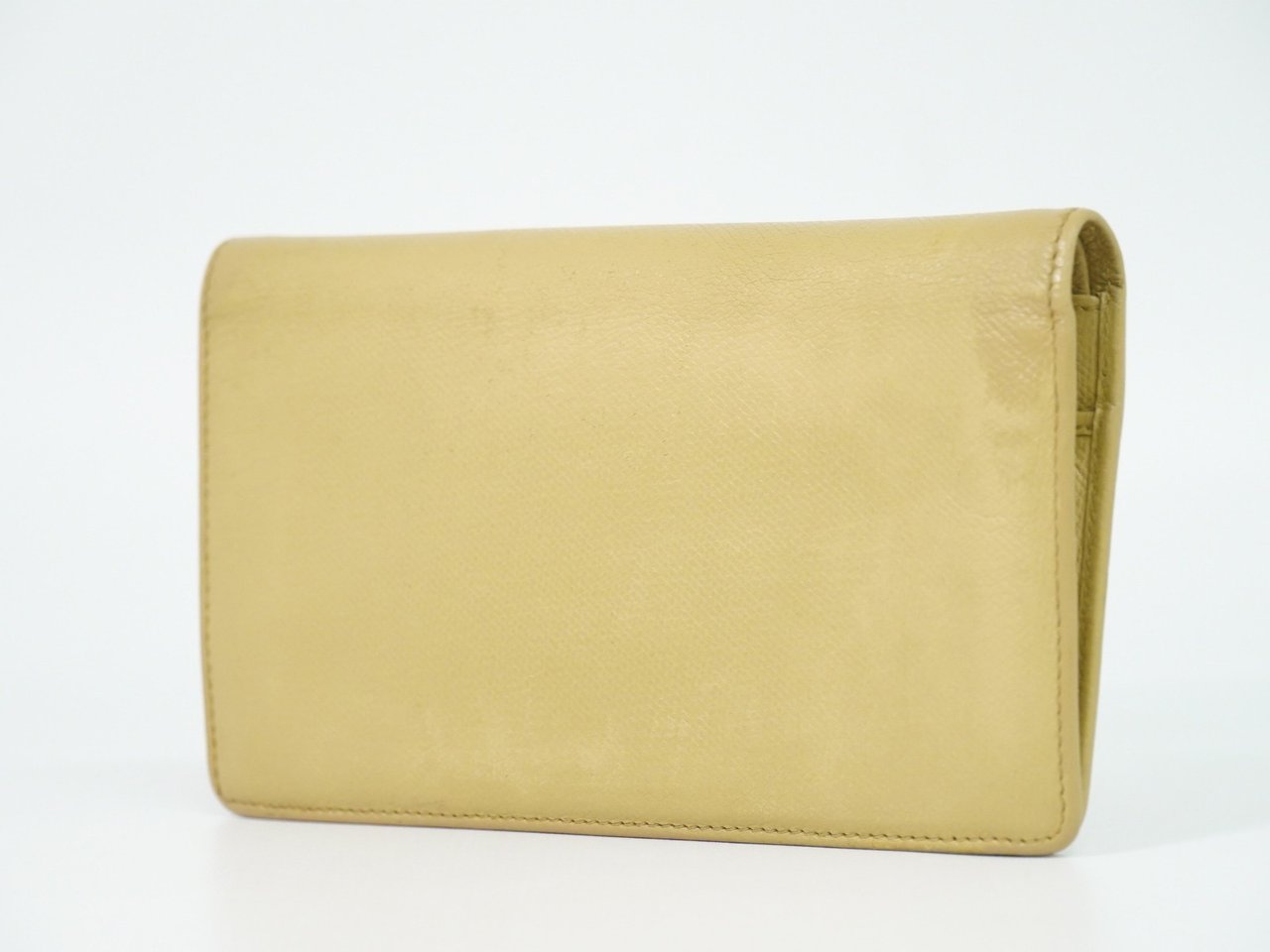 Chanel CC Button Bi-Fold Leather Long Beige