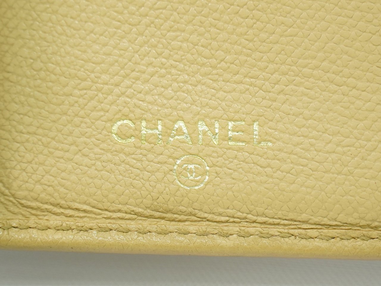 Chanel CC Button Bi-Fold Leather Long Beige