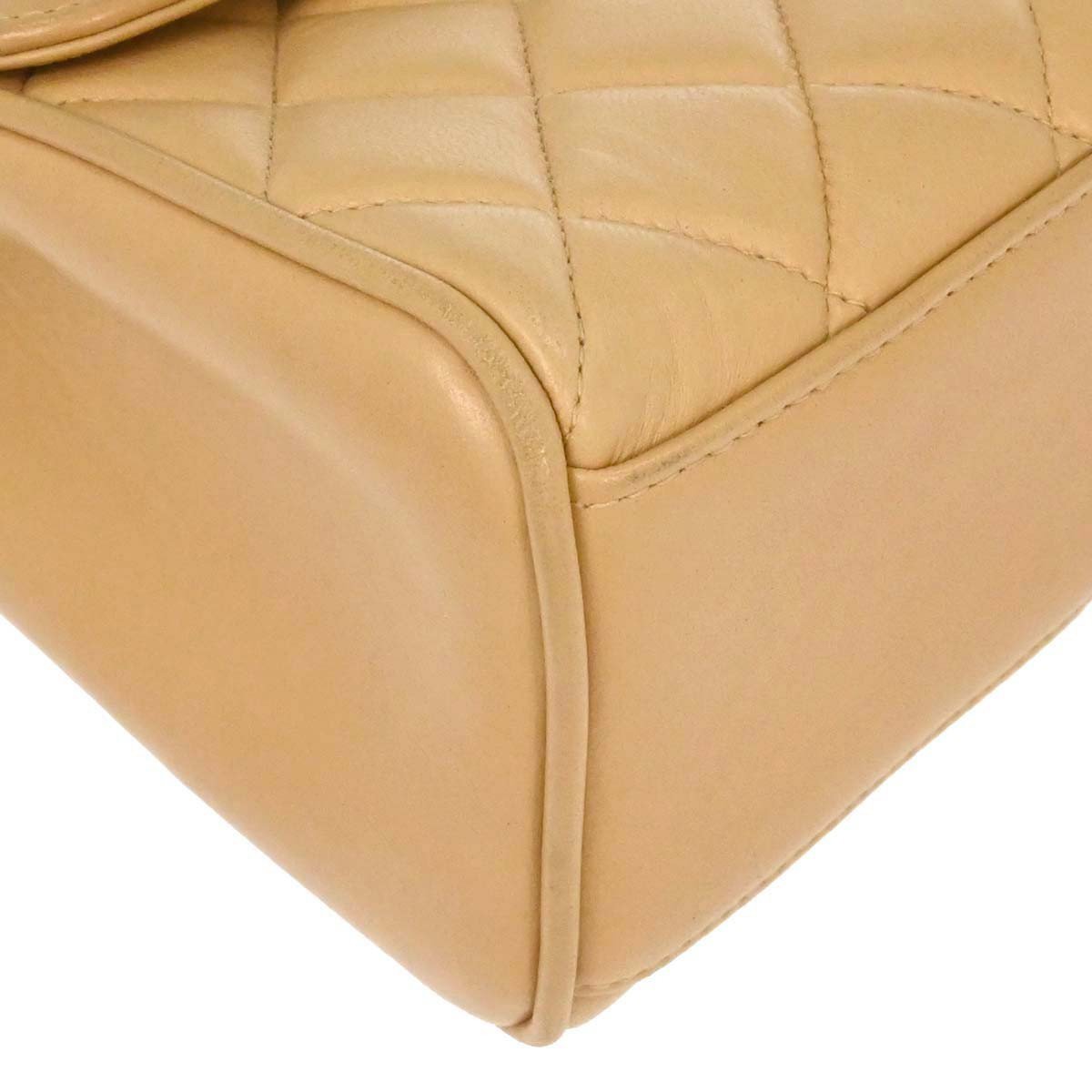 Chanel Chanel Vintage Top Handle Flap Bag Quilted Lambskin Small Beige