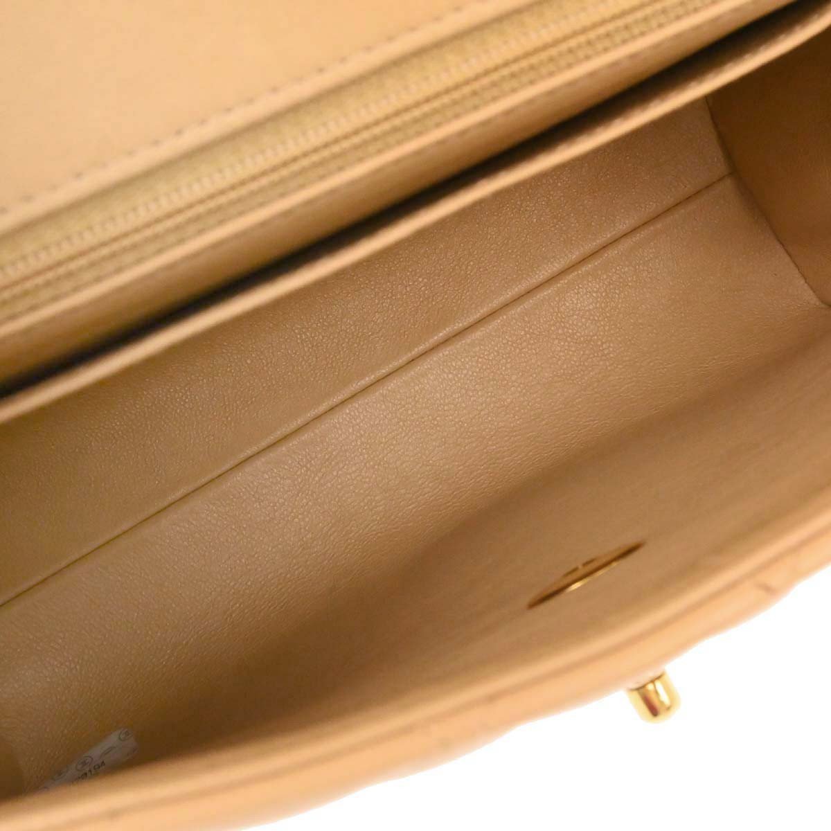 Chanel Chanel Vintage Top Handle Flap Bag Quilted Lambskin Small Beige