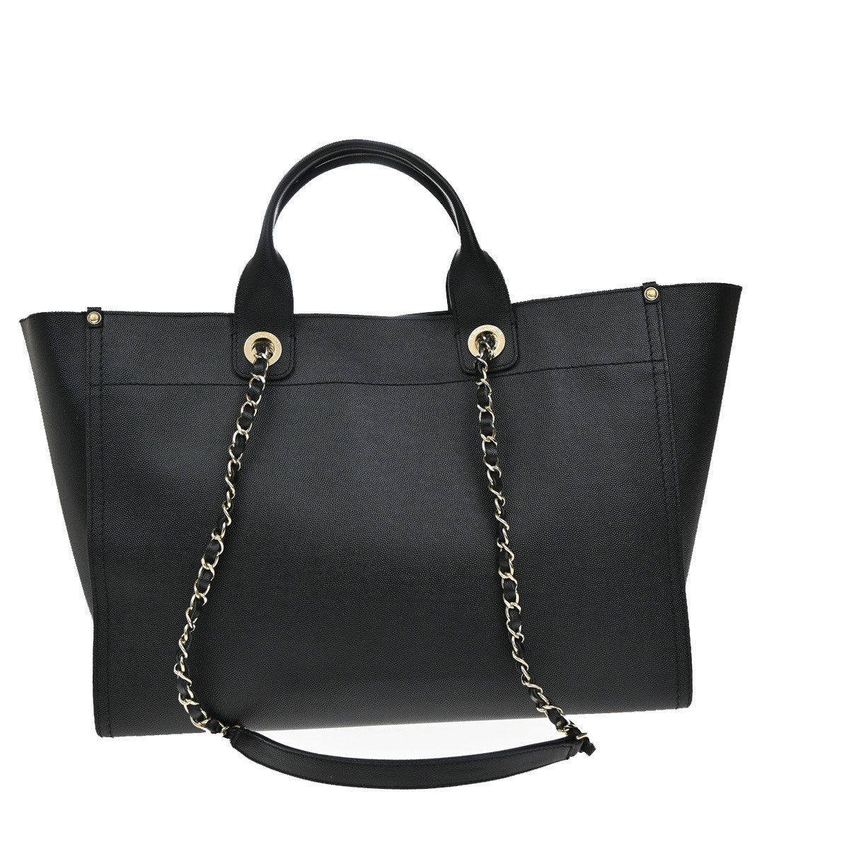 Chanel Chanel Deauville Tote Studded Caviar Medium Zwart