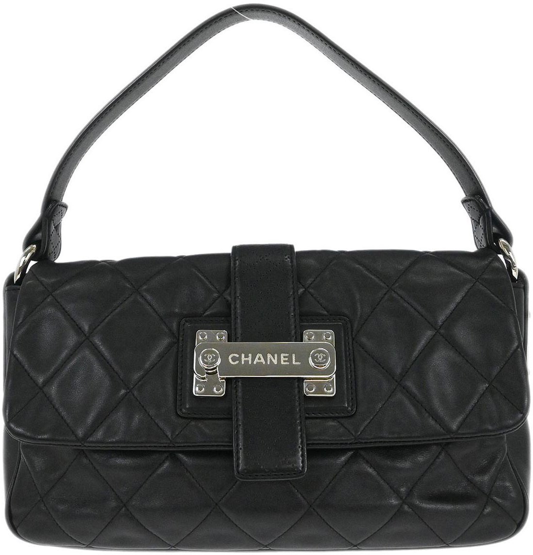 Chanel Chanel Door Latch Flap Shoulder Bag Quilted Leather Zwart