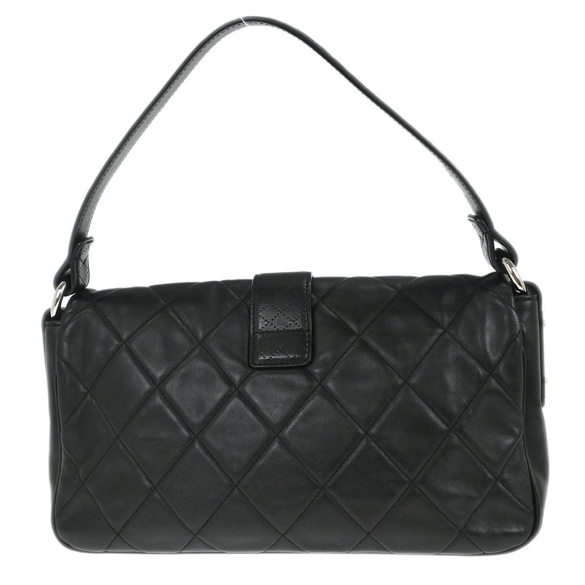 Chanel Chanel Door Latch Flap Shoulder Bag Quilted Leather Zwart