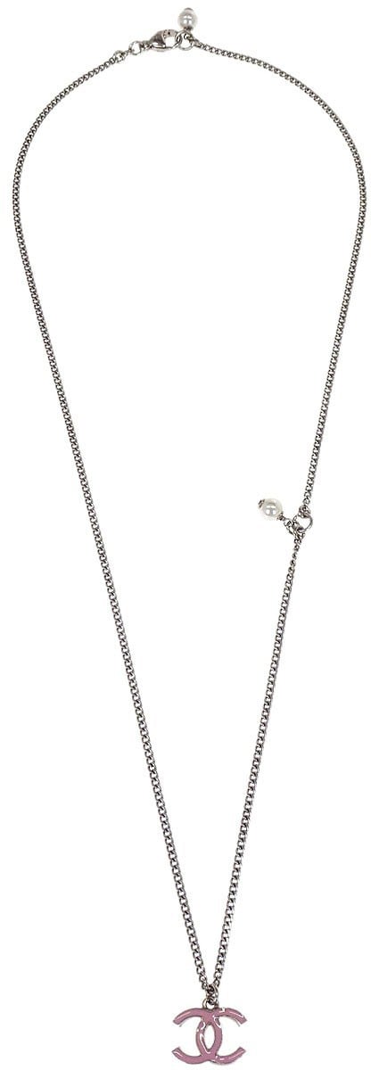 Chanel Chanel Vintage CC Pendant Long Necklace Metal Zilver