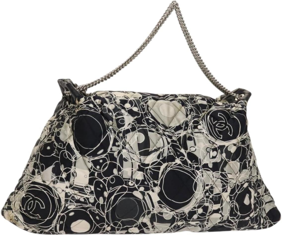 Chanel Chanel Kaleidoscope Chain Tote Quilted Printed Satin Large Zwart