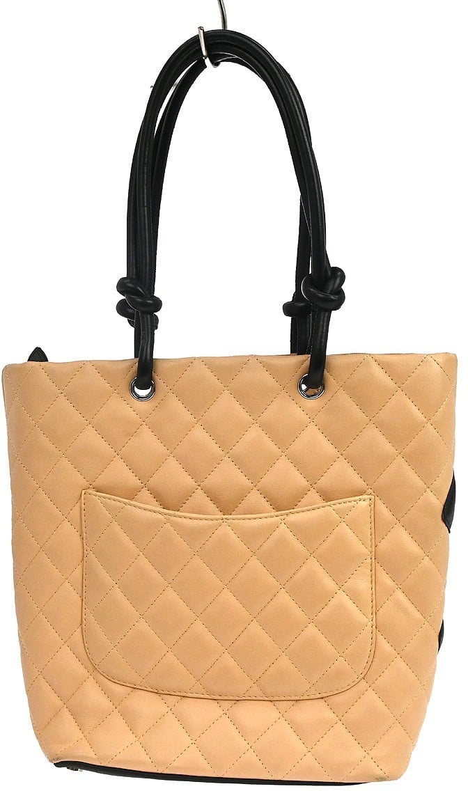 Chanel Cambon Tote Quilted Leather Petite Beige