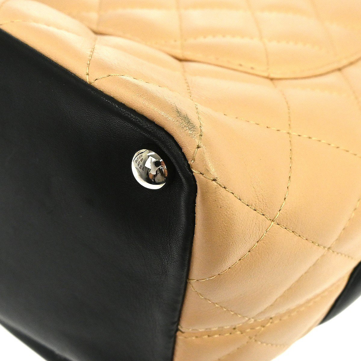 Chanel Cambon Tote Quilted Leather Petite Beige