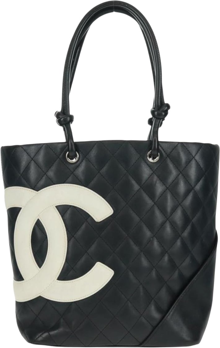 Chanel Cambon Tote Quilted Leather Petite Zwart