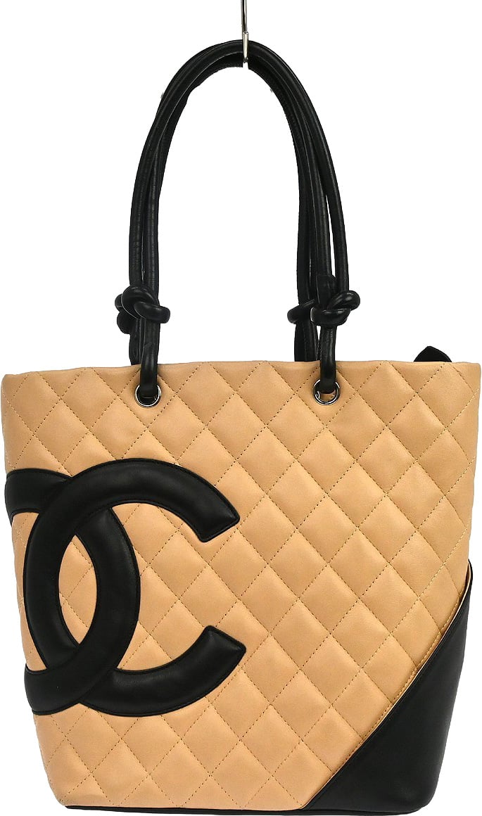 Chanel Cambon Tote Quilted Leather Petite Beige