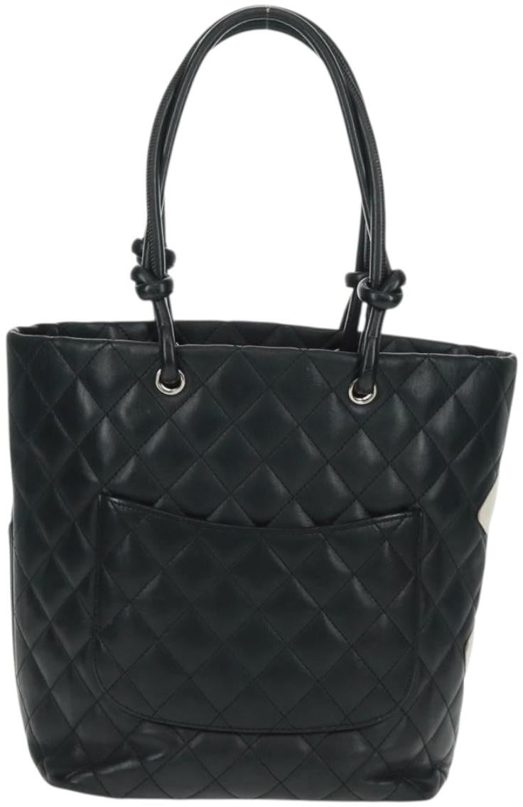 Chanel Cambon Tote Quilted Leather Petite Zwart