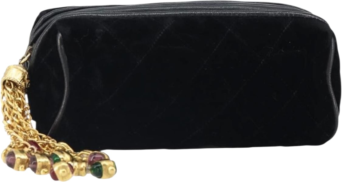 Chanel Chanel Vintage gripoix Clutch Velvet Zwart