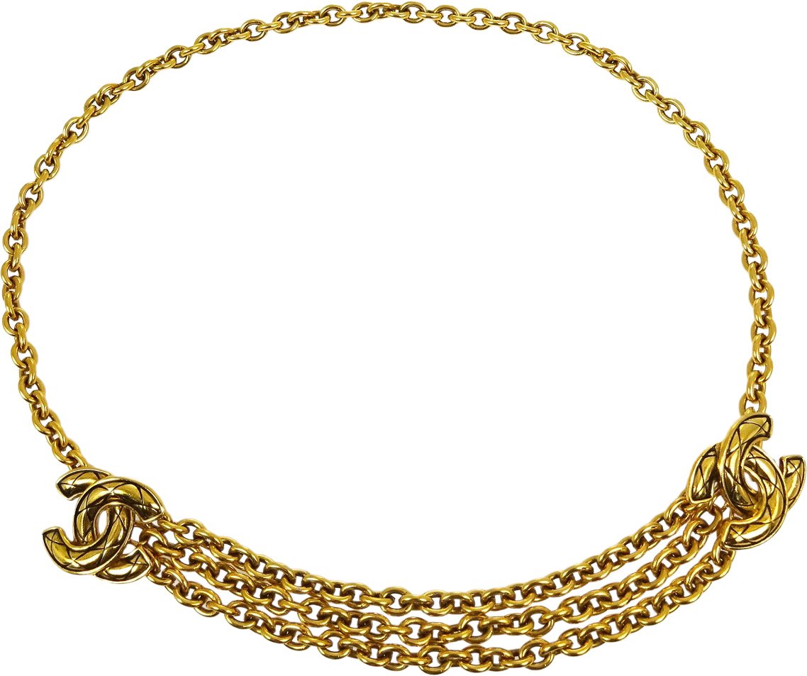 Chanel Chanel Quilted CC Multi Chain Belt Metal Goud