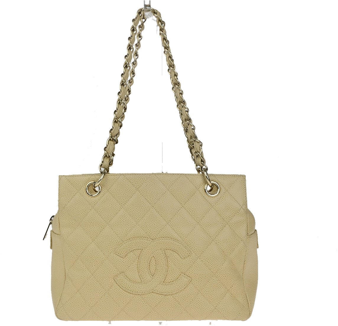 Chanel Chanel Petite Timeless Tote Stitched Calfskin Beige