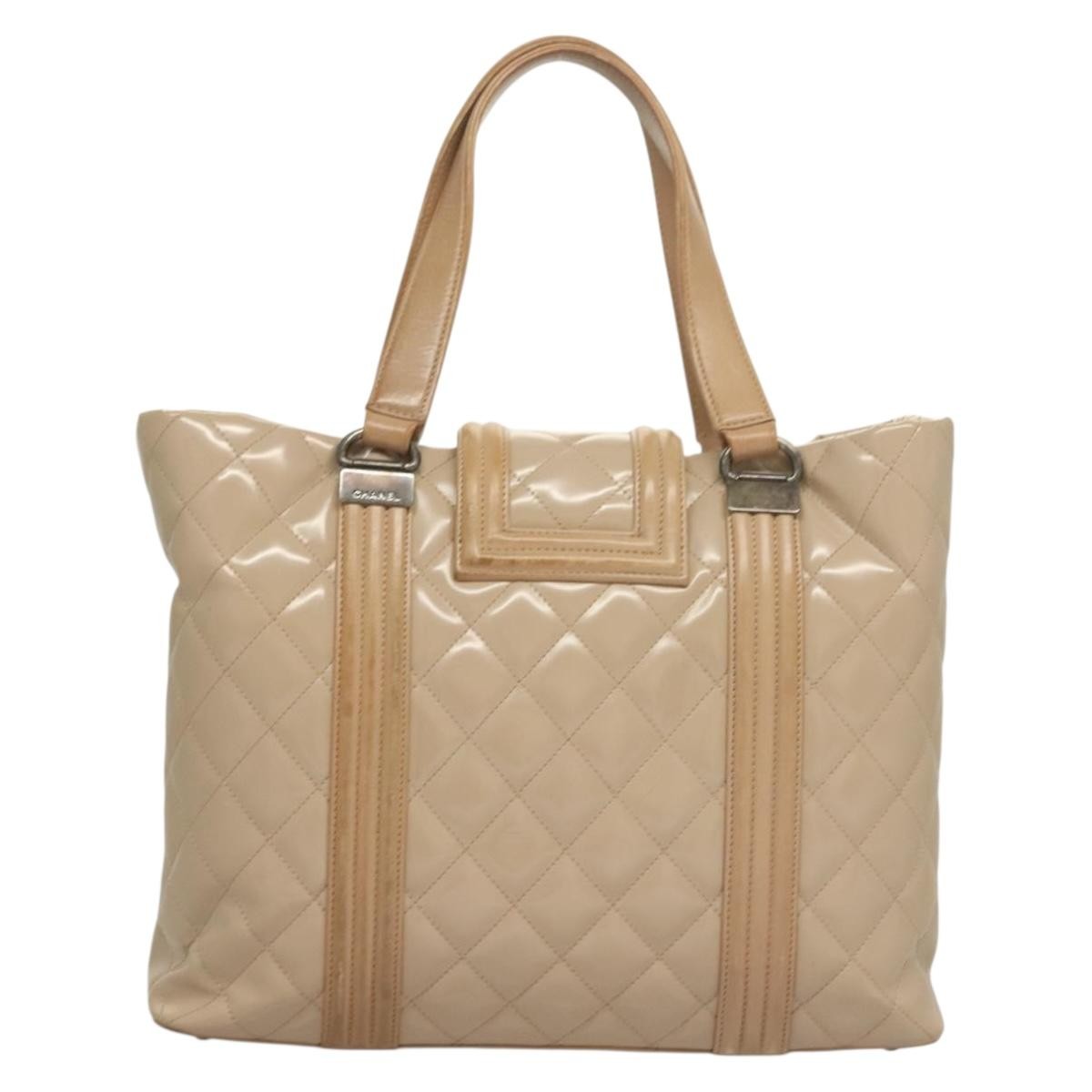 Chanel Chanel Quilted Boy Tote Quilted Aged Glazed Aged Calfskin Beige