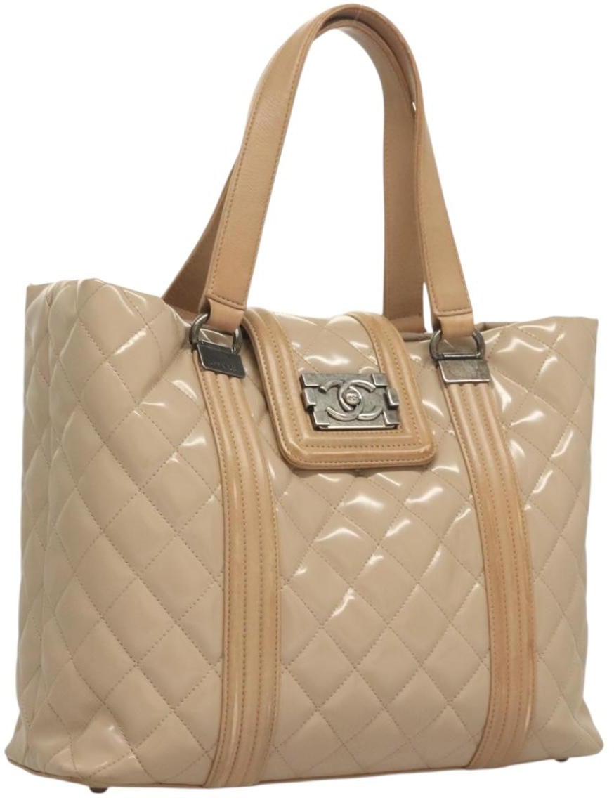 Chanel Chanel Quilted Boy Tote Quilted Aged Glazed Aged Calfskin Beige