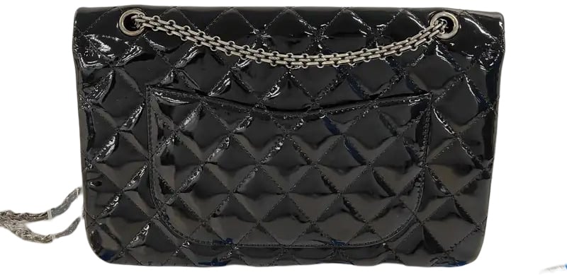 Chanel So Black Reissue 2.55 Flap Quilted Patent Large Zwart