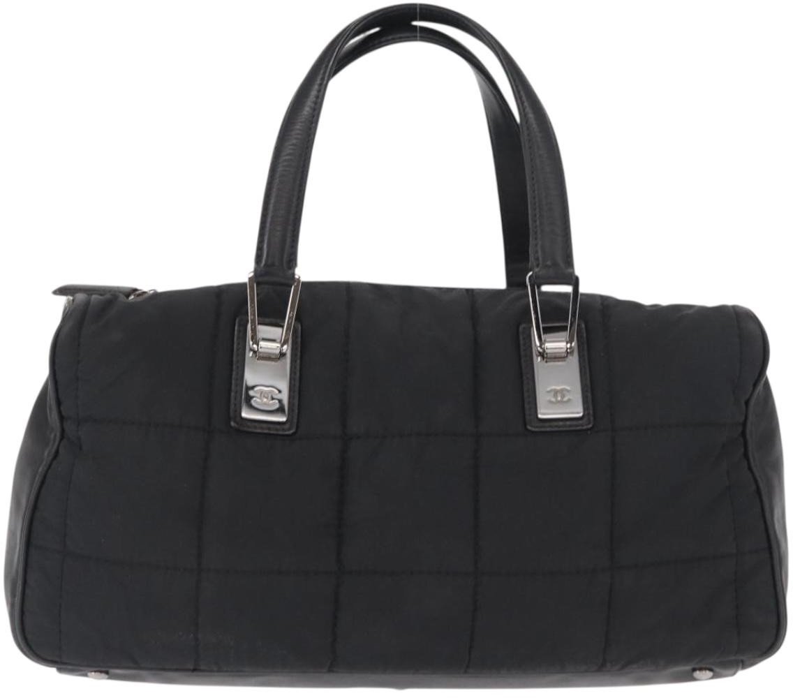 Chanel Chanel Square Stitch Boston Bag Quilted Nylon Large Zwart