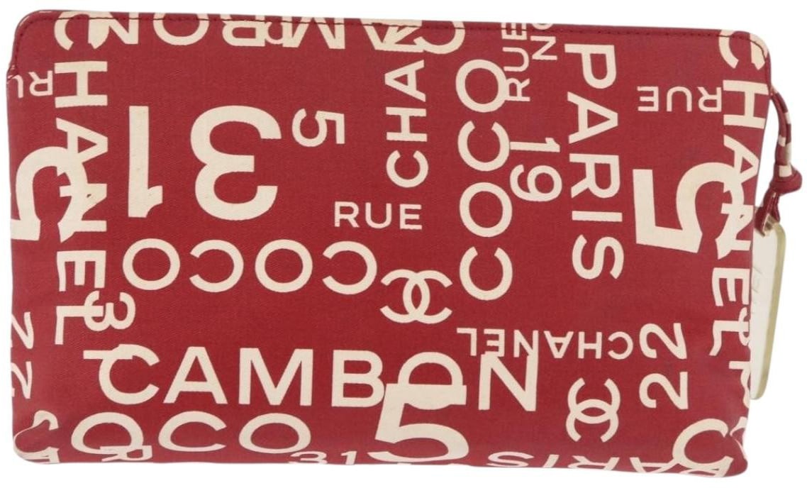 Chanel Vintage Clutch Canvas Rood